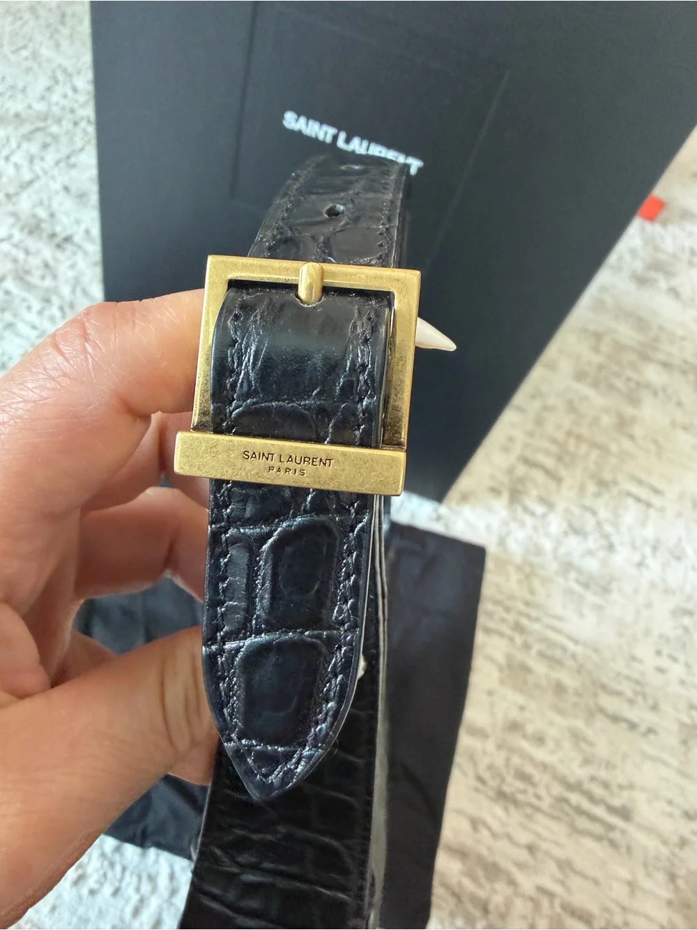 Saint Laurent 5A7 crocodile-effect shoulder bag
